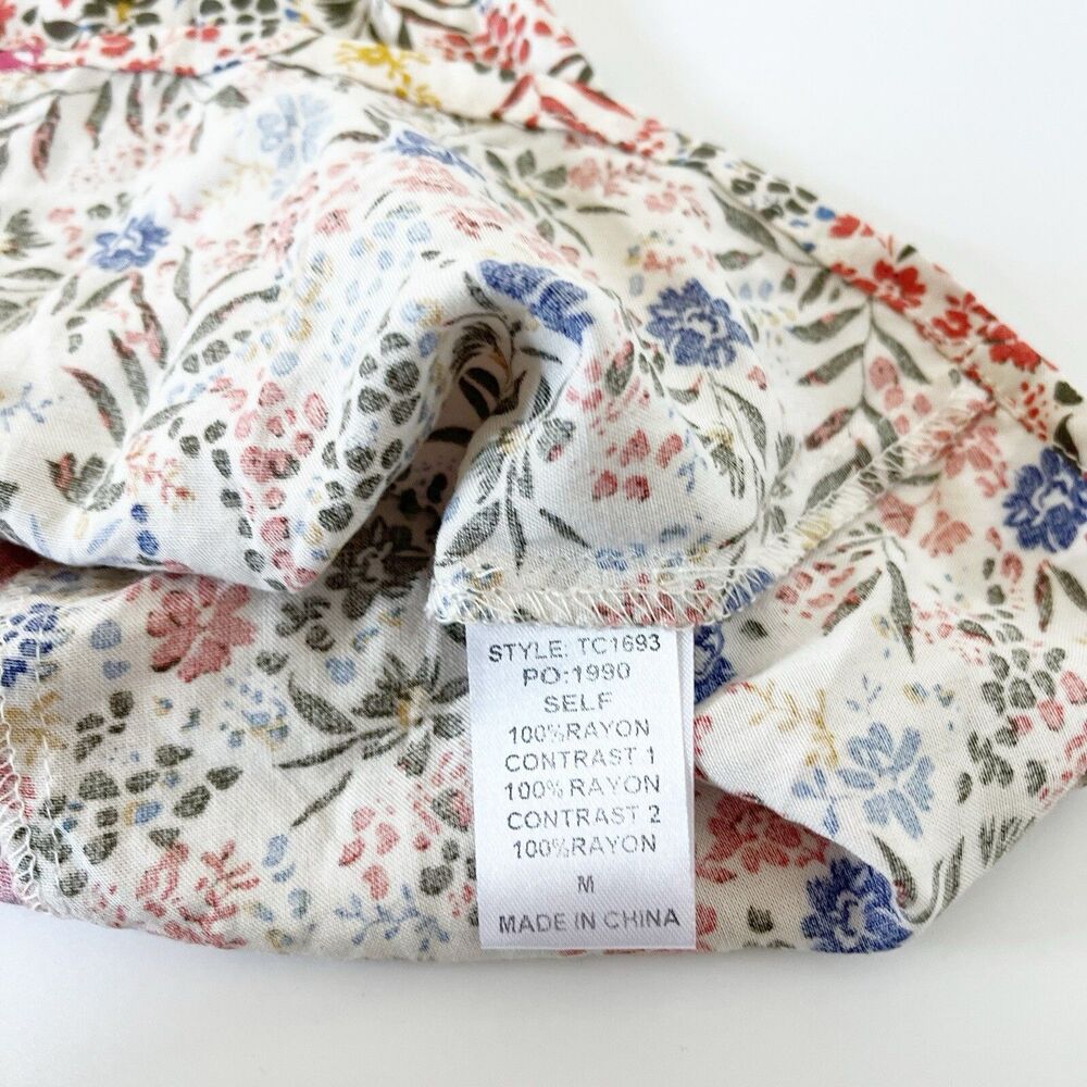 GiGio Oversized Tunic Blouse Top Shirt Dress Size Medium Floral Cottagecore Boho - Picture 7 of 16